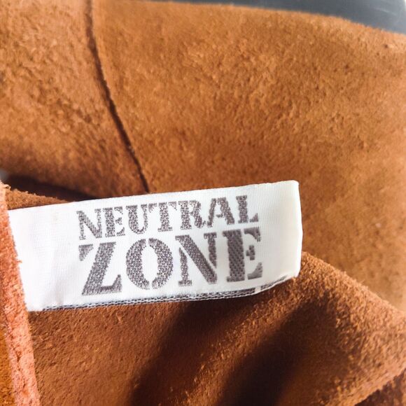Nuetral Zone Boho Flat Foldover Camel Tan Leather Suede Knee High Boots Size 8 - Picture 10 of 11